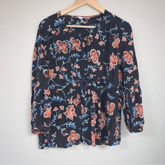 Bohemian Floral FLowy Women’s Blouse Women’s XL Loose Fit Shirt Top by Caslon - Picture 2 of 8